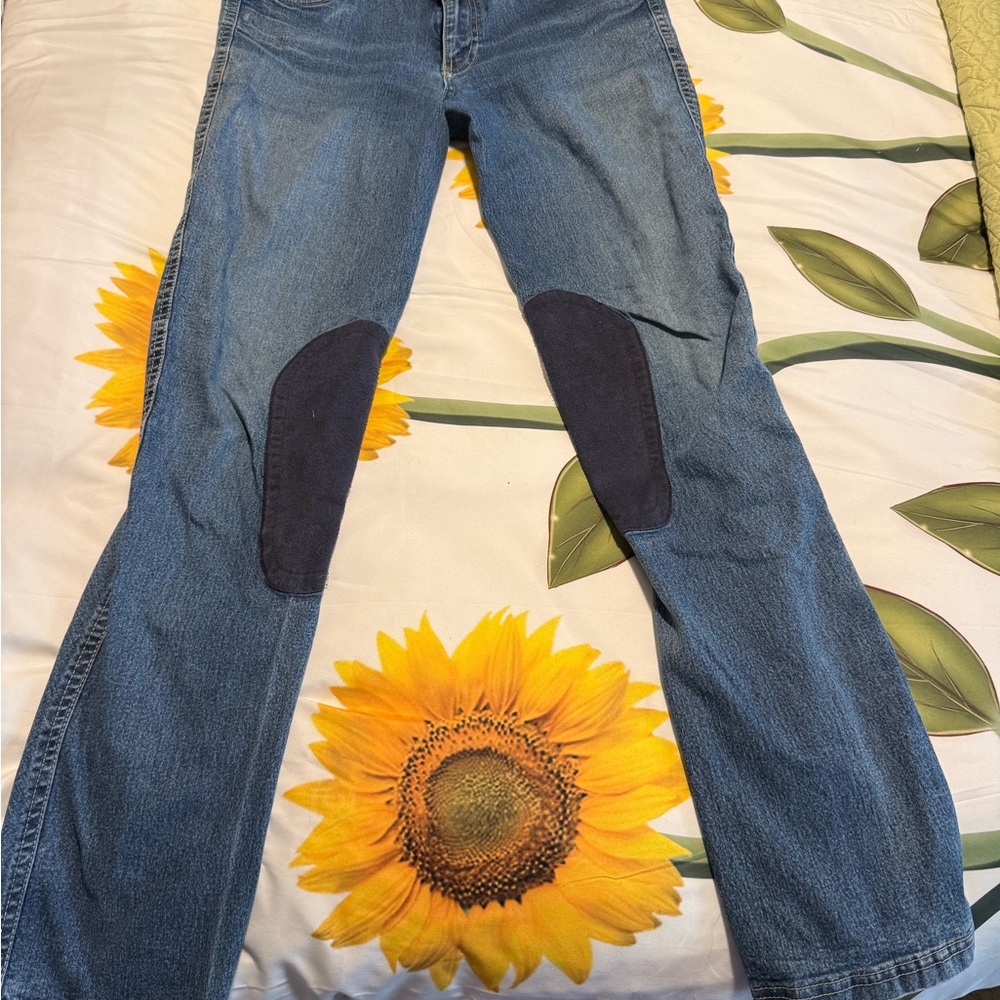 Blue Women's Riding Jeans with Knee Patches